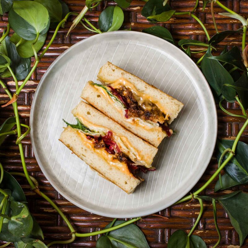 Katsu sando with nuggets