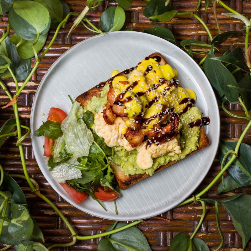 Avocado and shrimp toast
